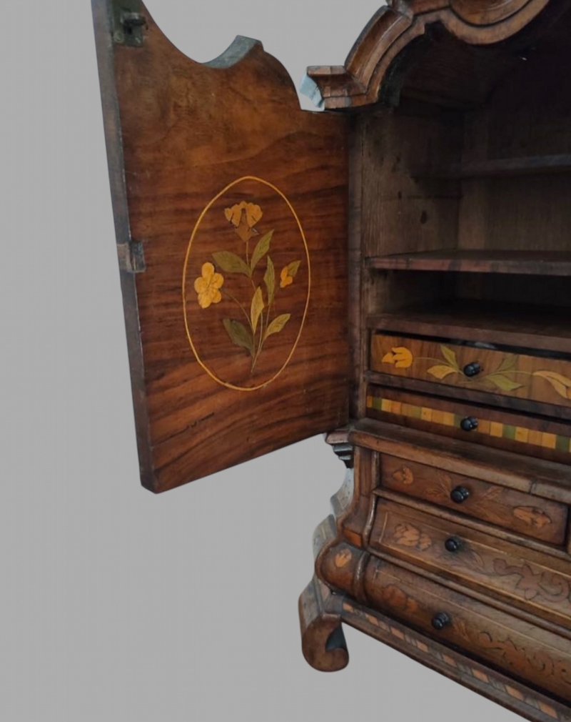 A Rare Apprentice Miniature Dutch Marquetry Cabinet Piece c1800